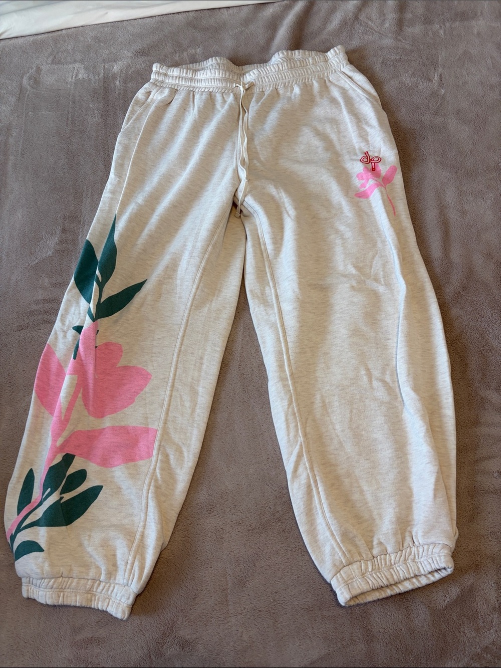 Sweatpants with Pink Floral Print
